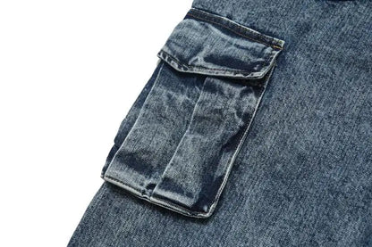 fashion loose streetwear cargo denim jeans unisex casual multi pocket wide legs jean pants hip hop joggers mens baggy jeans unique joggers style 1967