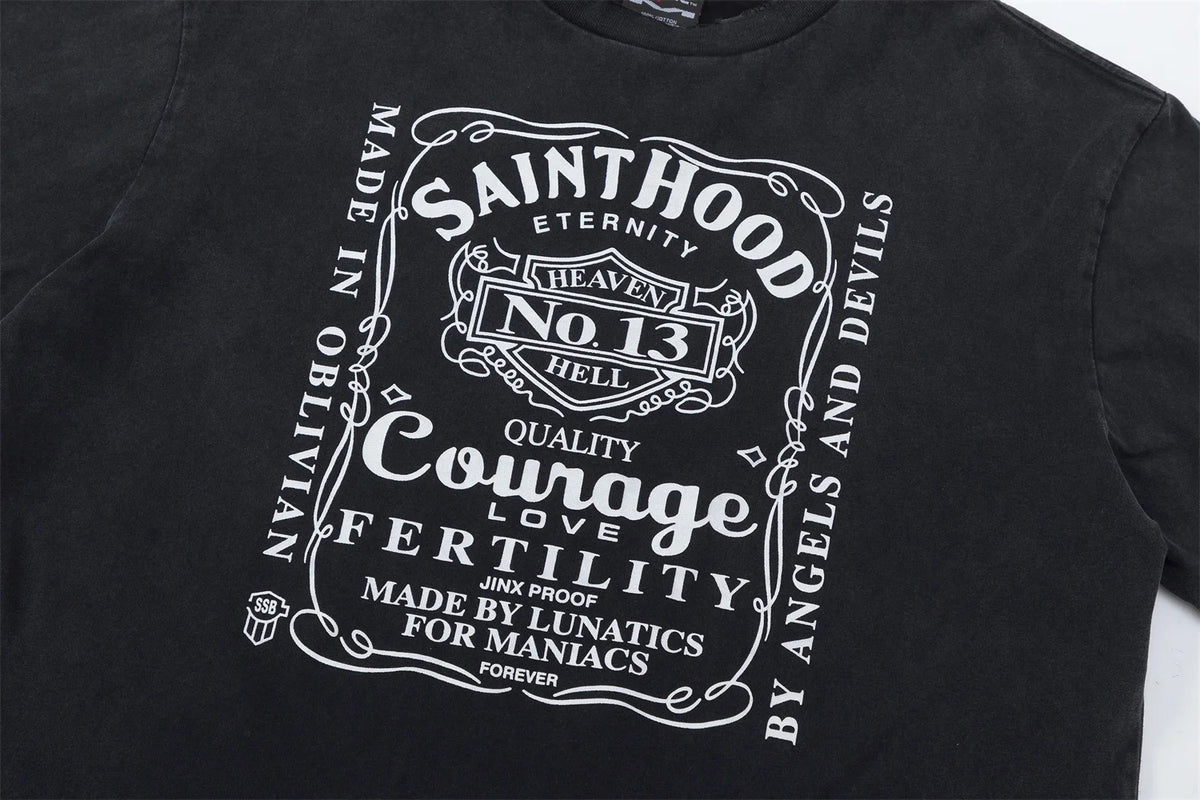 Vintage Retro Washed Distressed High-Street Printing T-Shirt Tops Street King Limited