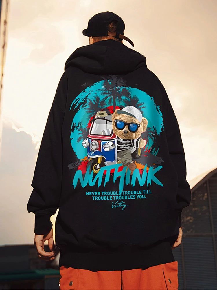 Funny Vacation Bear Graphic Printed Hoodies For Men Streetwear Hip Hop Clothing Fleece Hooded Sweatshirts Y2K Pullover Hoody Street King Limited