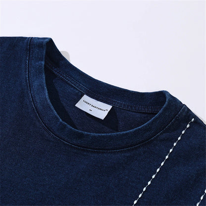 2024 Hip Hop T-Shirt Black Blue Streetwear Water Droplet Embroidery T-shirts Casual Cotton Unisex Tshirt Men Tops Tees Hipster Street King Limited