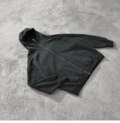 Streetwear Solid Color Ninja Zipper Hoodies Men's Fleece Turtleneck Cardigan Outdoor Oversized Hoody Plus Velvet Charge Coat Street King Limited
