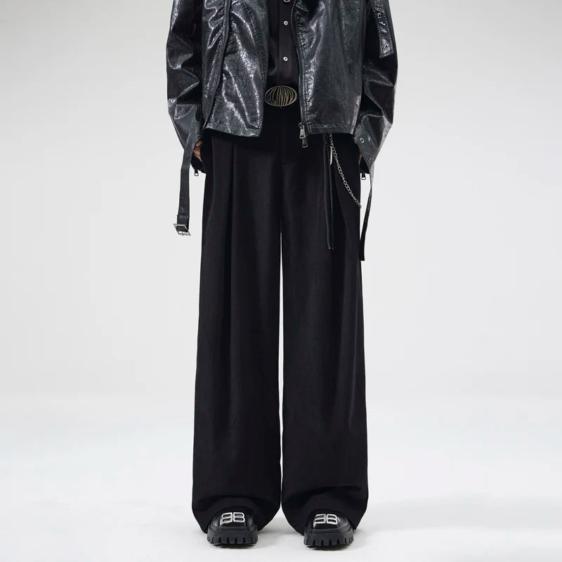 wide leg casual suit pants men japanese korean streetwear fashion loose cleanfit suit baggy pants cityboy long trousers unique default style 2041