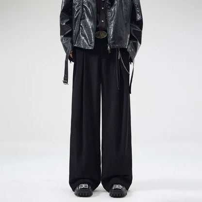 wide leg casual suit pants men japanese korean streetwear fashion loose cleanfit suit baggy pants cityboy long trousers unique default style 2041