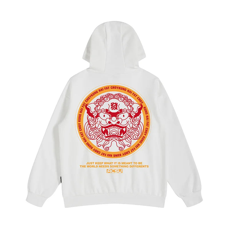 Autumn Dancing Lion Print Hooded Sweatshirts Hombre Hip Hop Fleece Streetwear Hoodies New Oversized Y2K Vintage Fashion Hoody Street King Limited