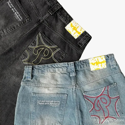 harajuku new protect jeans streetwear independent store drop shipping cargo sweatpants y2k women pants embroidery baggy jeans casual joggers