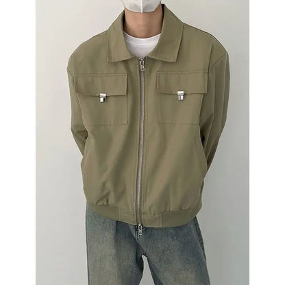 Autumn and Winter Korean Style Season Fashionable Retro Airplane Jacket Men's Loose Street Y2K Niche Shoulder Pad Lapel Jacket Street King Limited