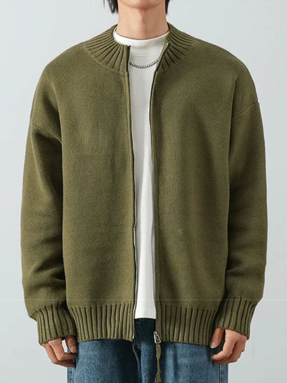 Autumn Solid Solor Zipper Cardigan For Men Letter Printed Crewneck Knitted Sweater Casual Loose Pull Homme Knitwear Jackets Street King Limited