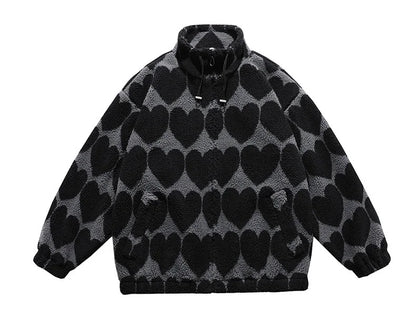 winter lambswool coat men casual streetwear grimace print parka hip hop grain fleece coat loose college warm outwear unisex new unique default style 4967