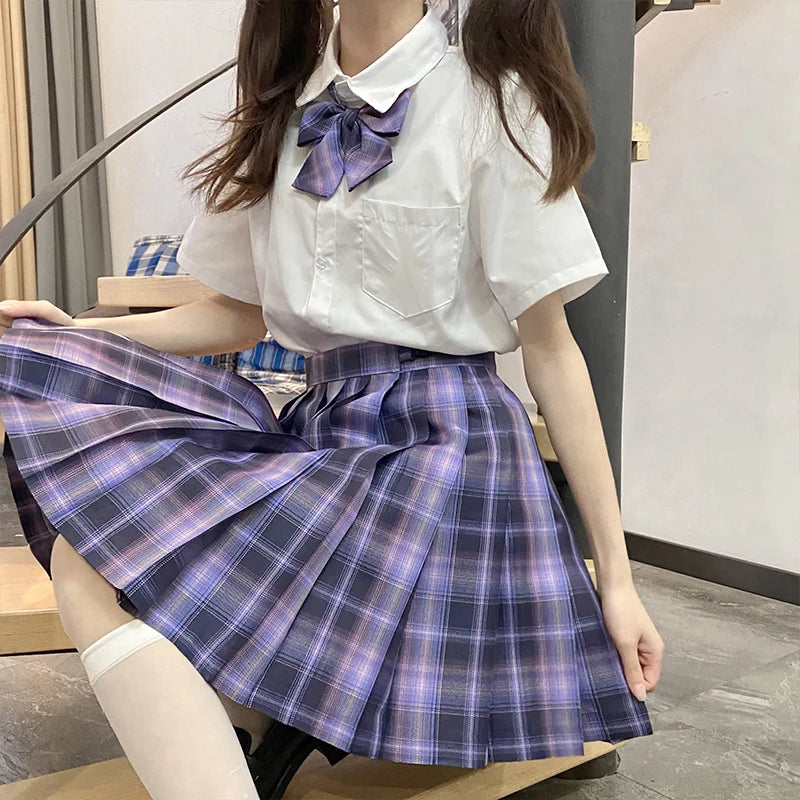 Jk Uniforms Gyaru School Uniform for Girl Student Pleated Skirt Uniform Set Women Short Sleeve Bow Tie Seifuku Japanese Style Street King Limited
