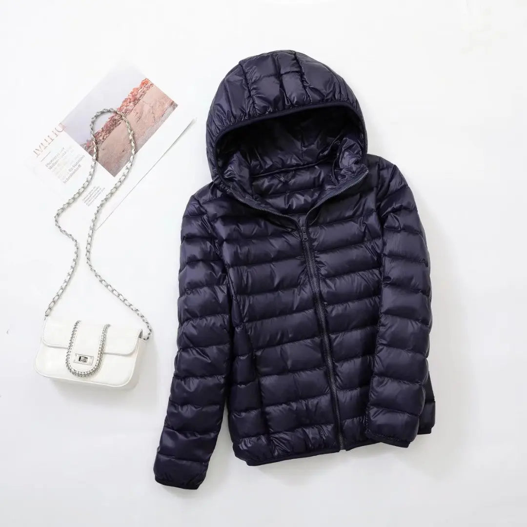 plus size thin light down jacket women 2023 autumn winter slim short hooded warm white duck down coat women outerwear streetwear unique shorts style 4267