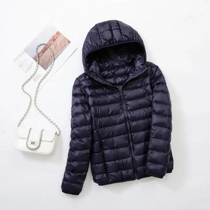 plus size thin light down jacket women 2023 autumn winter slim short hooded warm white duck down coat women outerwear streetwear unique shorts style 4267
