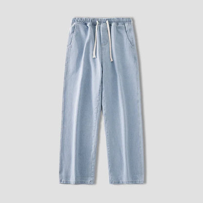 autumn korean fashion drawstring y2k jeans homme classic baggy straight wide leg pants 2025 new hip hop streetwear casual jean vintage washed jeans
