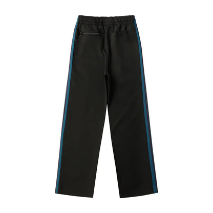 sea blue casual pants men woman loose comfortable side edge weaving stripe embroidery drawstring joggers sweatpants unique joggers style 5081