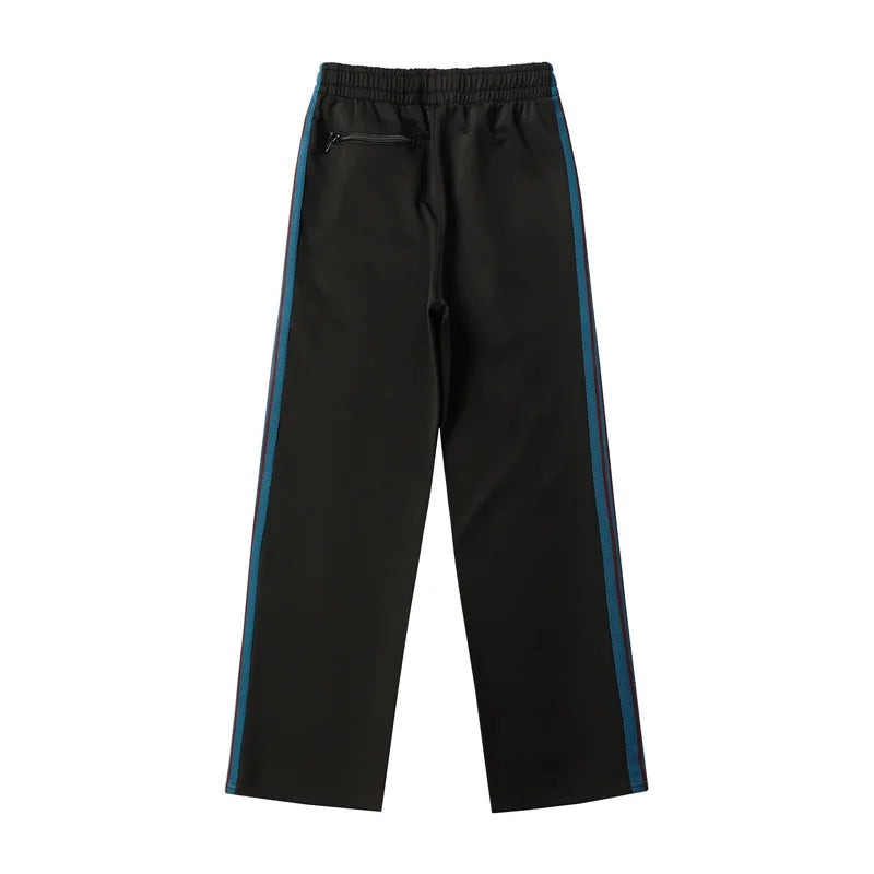 blue pattern embroidery casual motion pants men woman fashion street side edge weaving straight cylinder trousers unique default style 4583