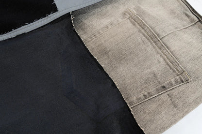 ro style ribbons patchwork gradient stacked wax pants unisex straight streetwear baggy y2k flare jeans oversized loose cargos unique cargo style 1137
