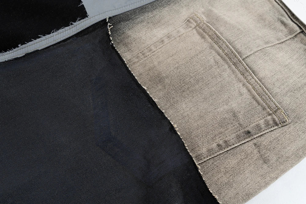 ro style ribbons patchwork gradient stacked wax pants unisex straight streetwear baggy y2k flare jeans oversized loose cargos 2 unique cargo style 786