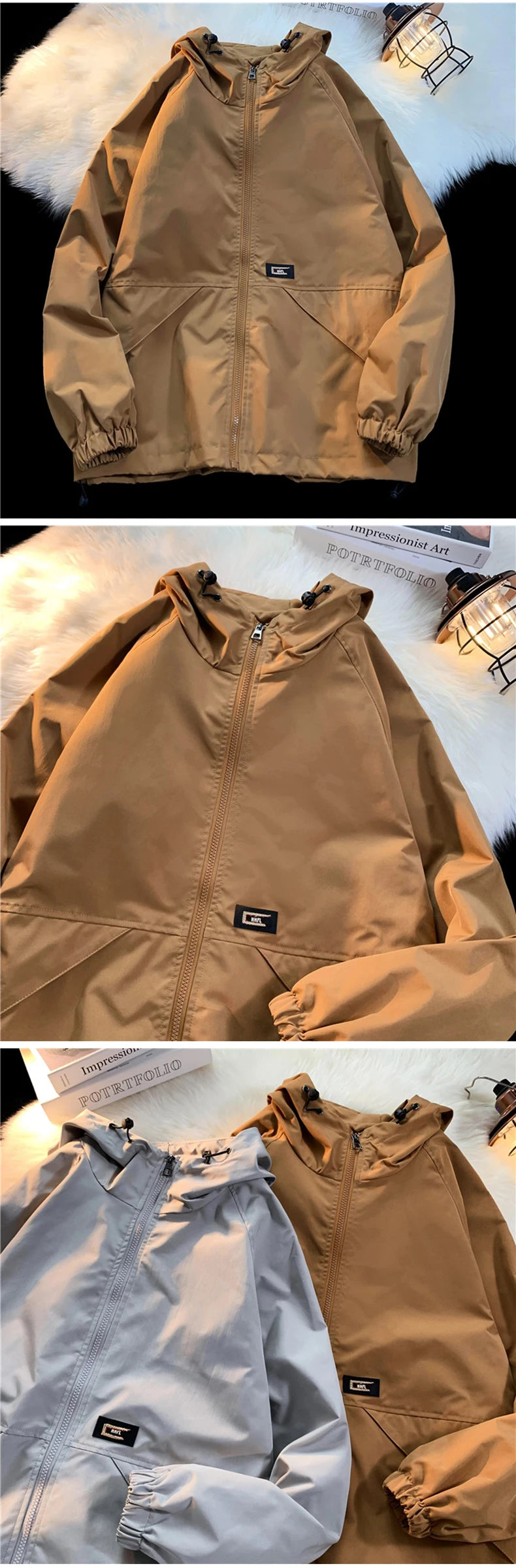 mens windbreaker solid color jackets outerwear tactical waterproof pilot coat men sports jacket autumn large size hoodie coats unique default style 5685