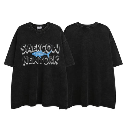 2023 Streetwear T Shirt Skull Skeleton Graphic Hip Hop Oversized T-Shirt Men Cotton Tops Tees Retro Washed Black Tshirt Hipster Street King Limited