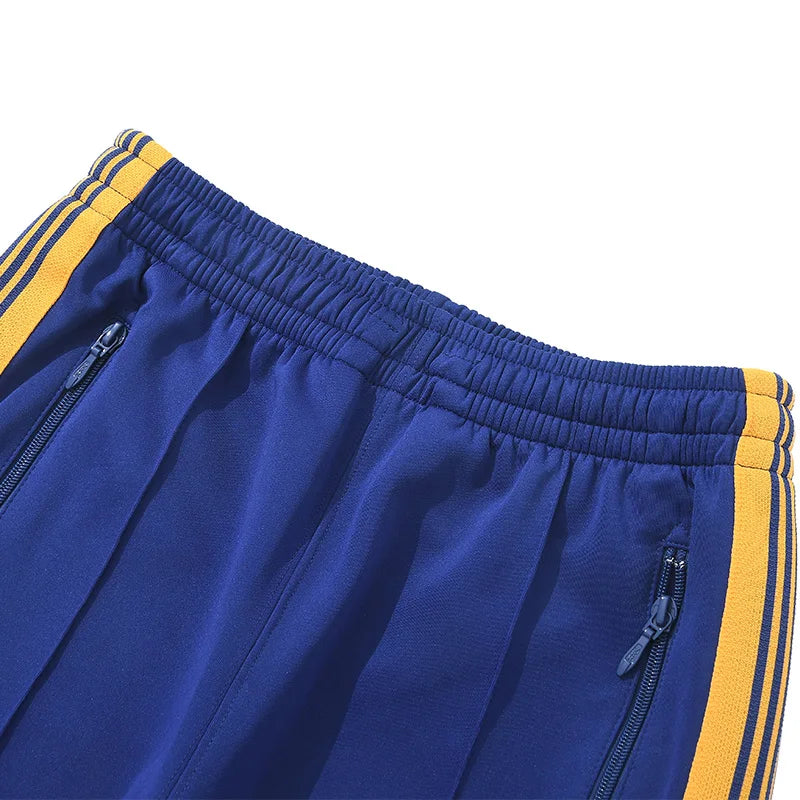 blue pattern embroidery casual motion pants men woman fashion street side edge weaving straight cylinder trousers unique default style 4526