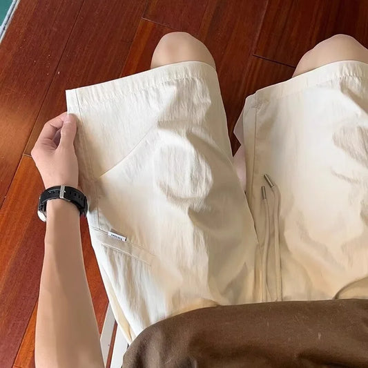 summer mens straight pleats shorts casual gym basketball sports short sweatpants y2k streetwear wide leg bermudas para hombre relaxed fit joggers