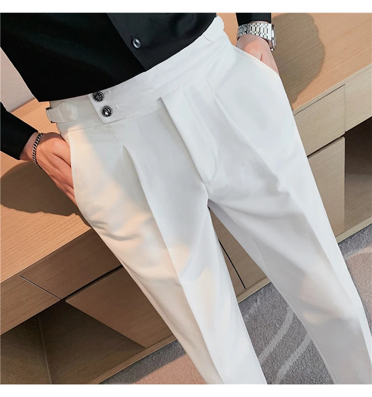 2024 High Quality Business Casual Draped High-waist Trousers Men Solid Color Formal Pants Male Formal Office Social Suit Pants Street King Limited