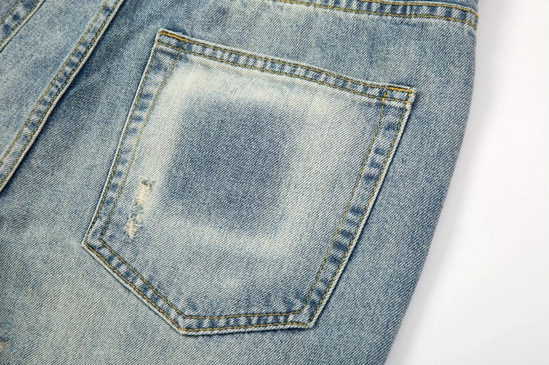 ripped hole distressed black blue washed mens jeans straight casual baggy pockets pencil pants streetwear loose denim trousers unique jeans style 1885