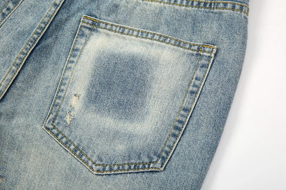 ripped hole distressed black blue washed mens jeans straight casual baggy pockets pencil pants streetwear loose denim trousers unique jeans style 1885