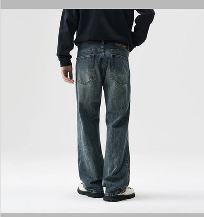mens plus size retro fashion streetwear loose casual micro flared denim pants jeans cityboy jeans trousers 28 40 unique jeans style 2595