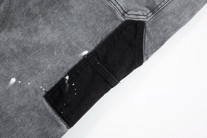 y2k spliced speckled ink patchwork baggy micro flare jeans pants for men streetwear pantalones hombre casual oversized cargos unique cargo style 3474