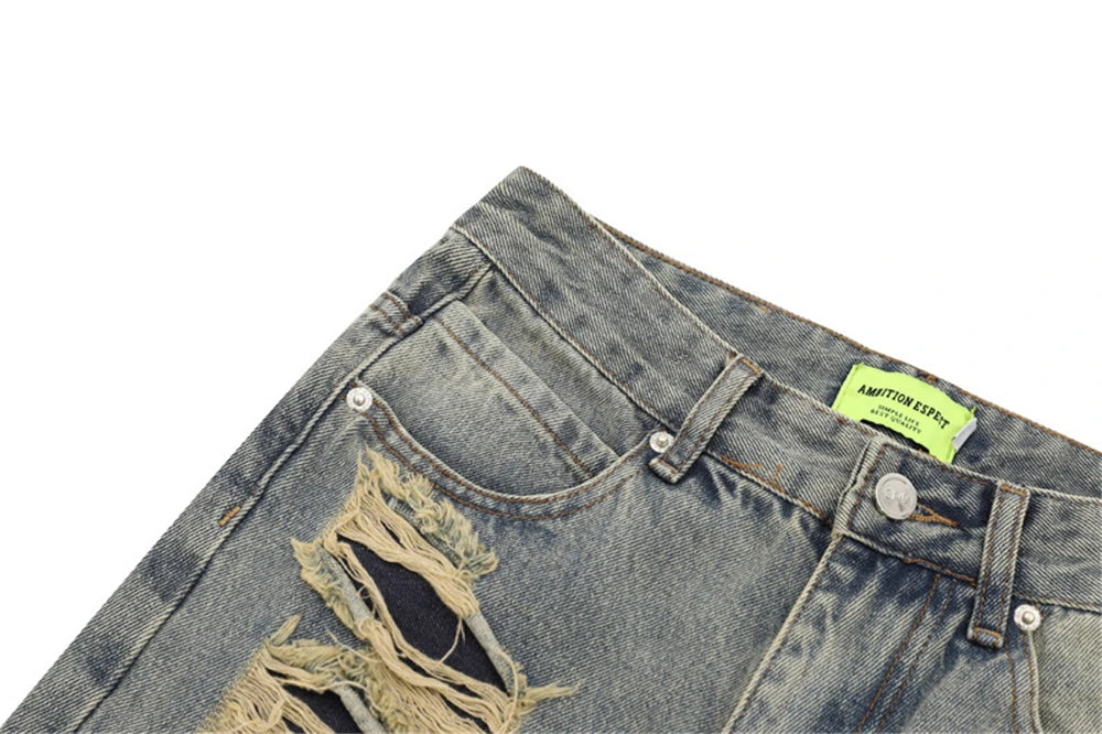 2024 ripped jeans high street straight trousers destroyed hole baggy denim pants vintage retro hip hop 1 unique jeans style 4500