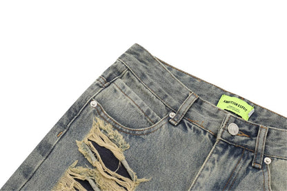 2024 ripped jeans high street straight trousers destroyed hole baggy denim pants vintage retro hip hop 1 unique jeans style 4500