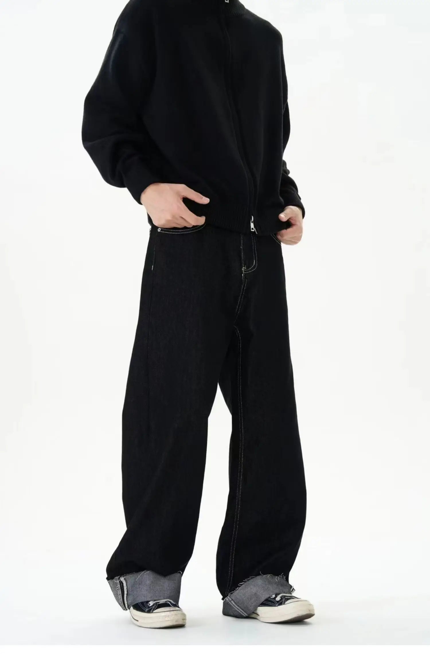 men women streetwear fashion loose casual wide leg straight black denim jeans pant boyfriend y2k baggy jeans trousers unique jeans style 2256