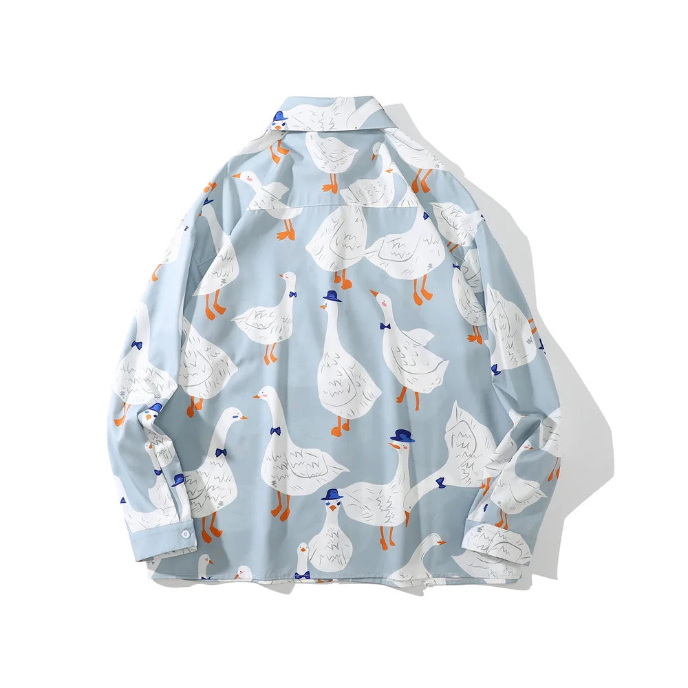 Dark Icon Full Printed Hawaiian Shirt Men Long Sleeve Turn-down Collar Shirts for Men Street King Limited