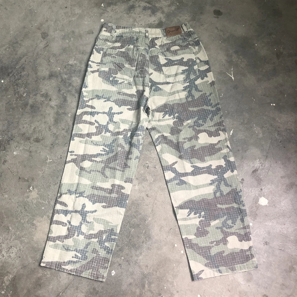 frog drift fashion american style streetwear camouflage cargo pants vintage clothing loose cotton trousers for men unisex combat utility trousers