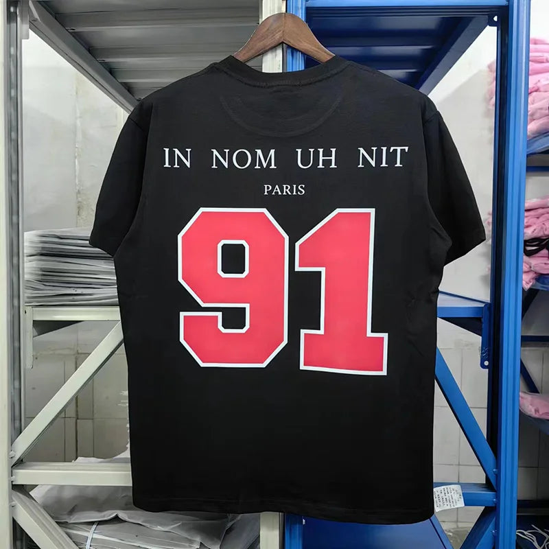 2024ss New IH NOM UH NIT T-shirt Masked Gold Necklace Printing Men Woman Good Quality Chaopai Top Tees Street King Limited