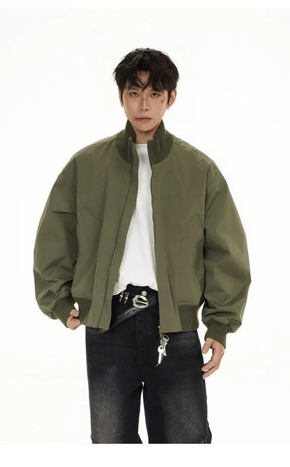 short design stand collar bomber jacket men korean streetwear fashion loose casual vintage bomber jacket coat cityboy outerwear unique shorts style 511