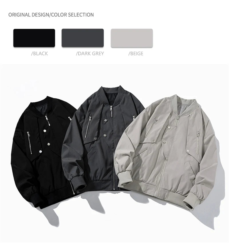 autumn mens zipper bomber jackets aesthetic vintage casual baseball uniform design hip hop street fashion techwear jacket man unique default style 1526