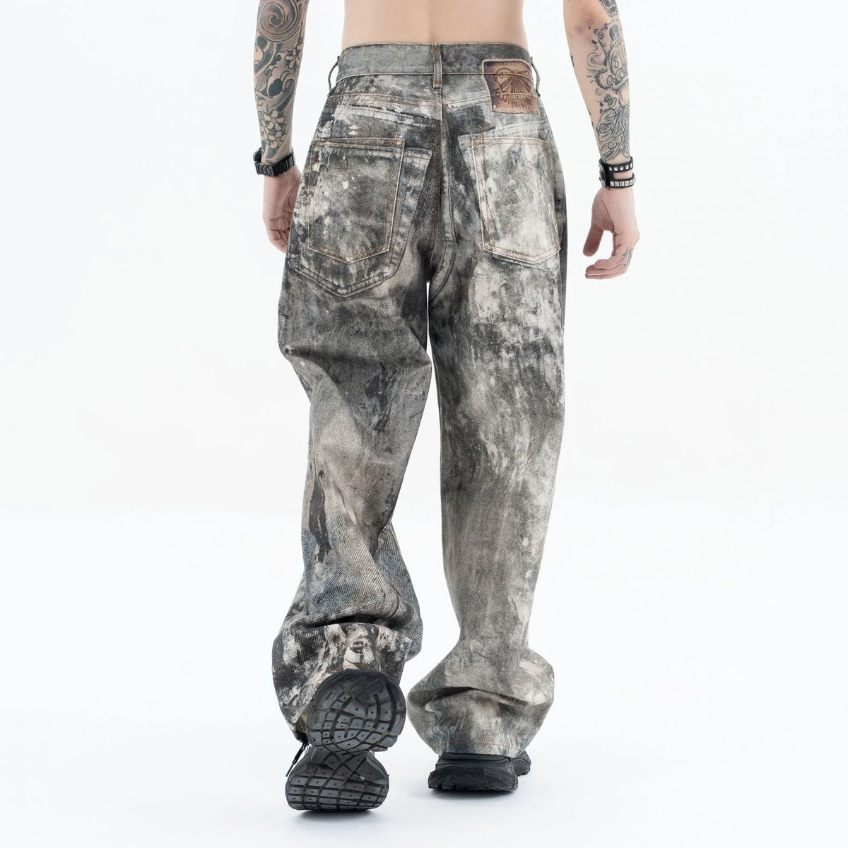 Autumn and winter 2024 new digital printed camo splash ink baggy jeans Street King Limited