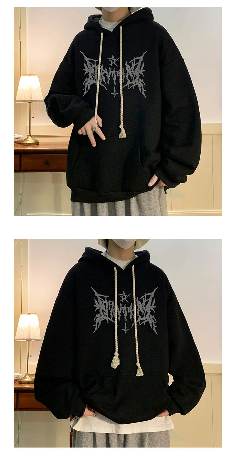 American Goth Printed Men's Pullover Hoodies Hip Hop Fashion Oversized Sweatshirts Casual Fleece Y2K Vintage Streetwear Hoodie Street King Limited
