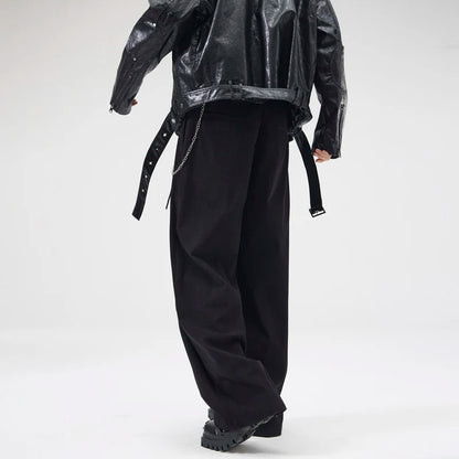 wide leg casual suit pants men japanese korean streetwear fashion loose cleanfit suit baggy pants cityboy long trousers minimalist street pants