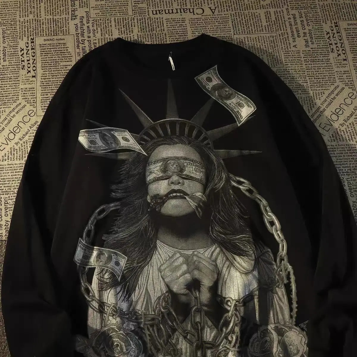 European and American high street portrait printed hooded sweatshirt loose fitting American street fashion and trendy outfit Street King Limited