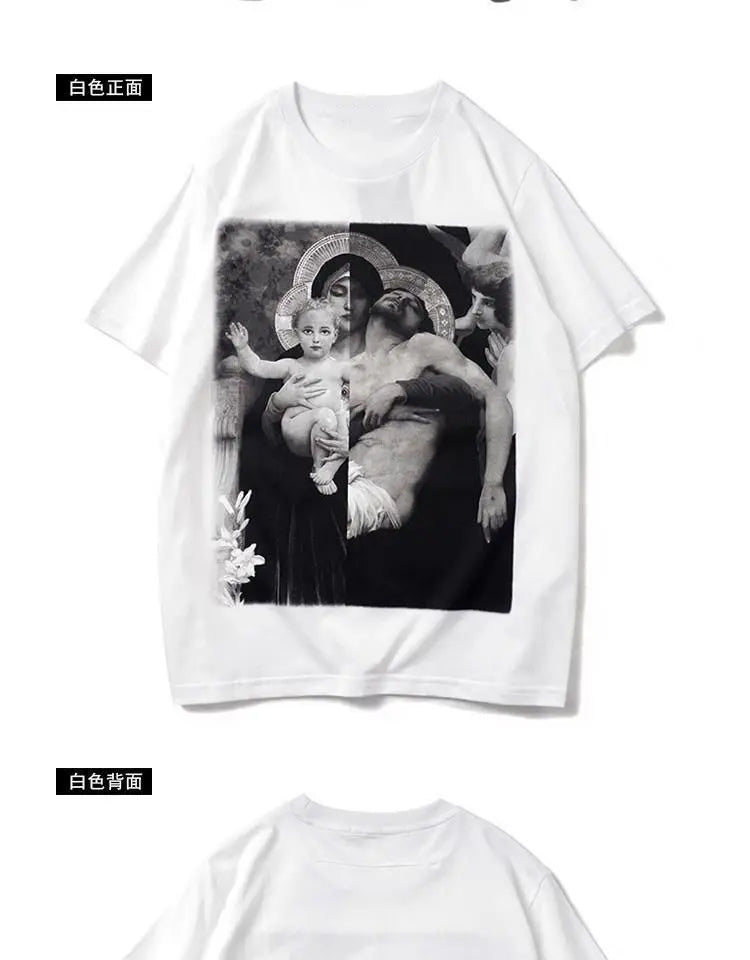 American large size trendy angel European and American printed short-sleeved T-shirt for male and female students trendy brand Street King Limited