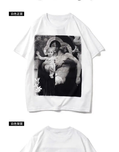 American large size trendy angel European and American printed short-sleeved T-shirt for male and female students trendy brand Street King Limited