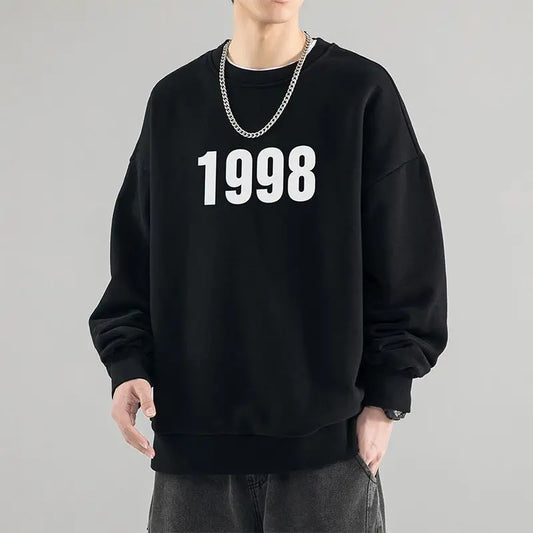 Trendy Korean Personality Simple Retro Sweatshirt for Boys 2024 New Spring and Autumn Ins American Sports Personality Youth Tops Street King Limited