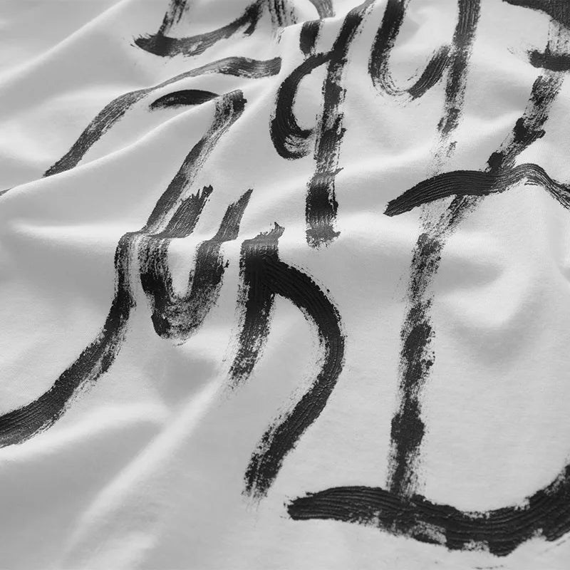 Men T-Shirt Inkjet Letter Printing Short Sleeve Tshirt Vintage Punk Gothic Loose Tees Top Hip Hop Cotton Streetwear Unisex Street King Limited
