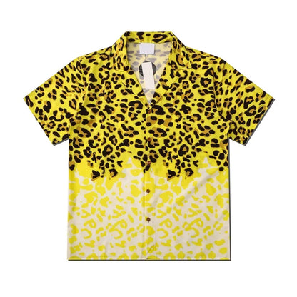 Dark Icon Yellow Leopard Hawaiian Shirt Men Vintage Street Polo Shirt Man Man Blouse Street King Limited