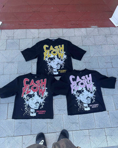 Y2K American high street clothing printed oversized T-shirt men's 2023 new loose casual versatile round neck T-shirt men's Street King Limited