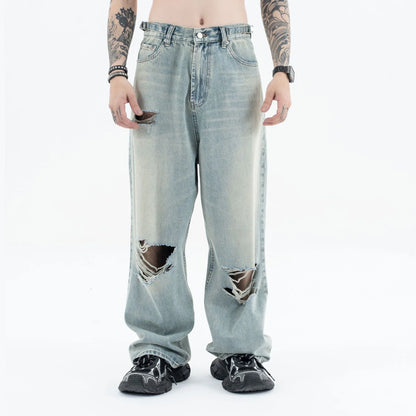 Straight Jeans with torn knees Street King Limited