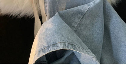 American denim shorts men's summer thin denim shorts elastic waist loose American retro high street pants men clothing y2k tops Street King Limited