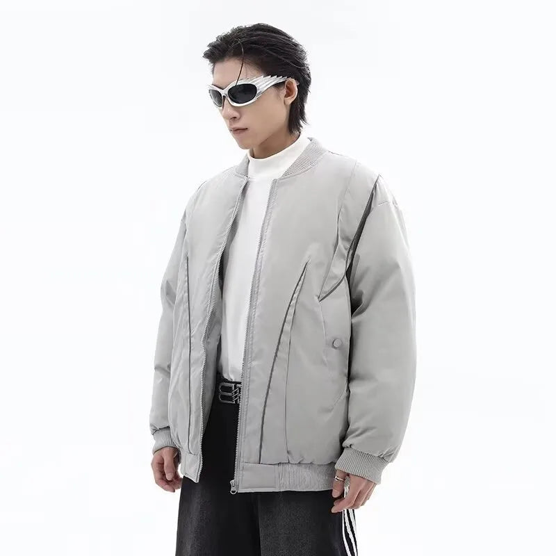 Winter Thickening Flying Baseball Uniform Solid Multi Pocket Simplicity Warm Cotton Jacket 2024 New Streetwear Male Parkas Street King Limited